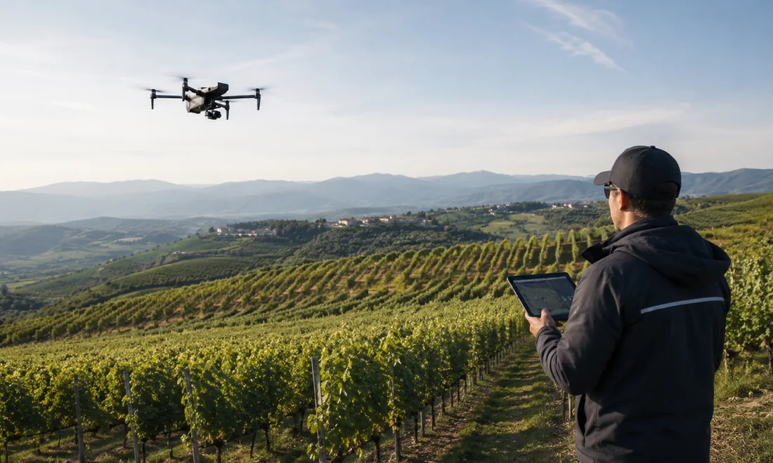 Operatore drone VoloLab durante un rilievo tecnico
