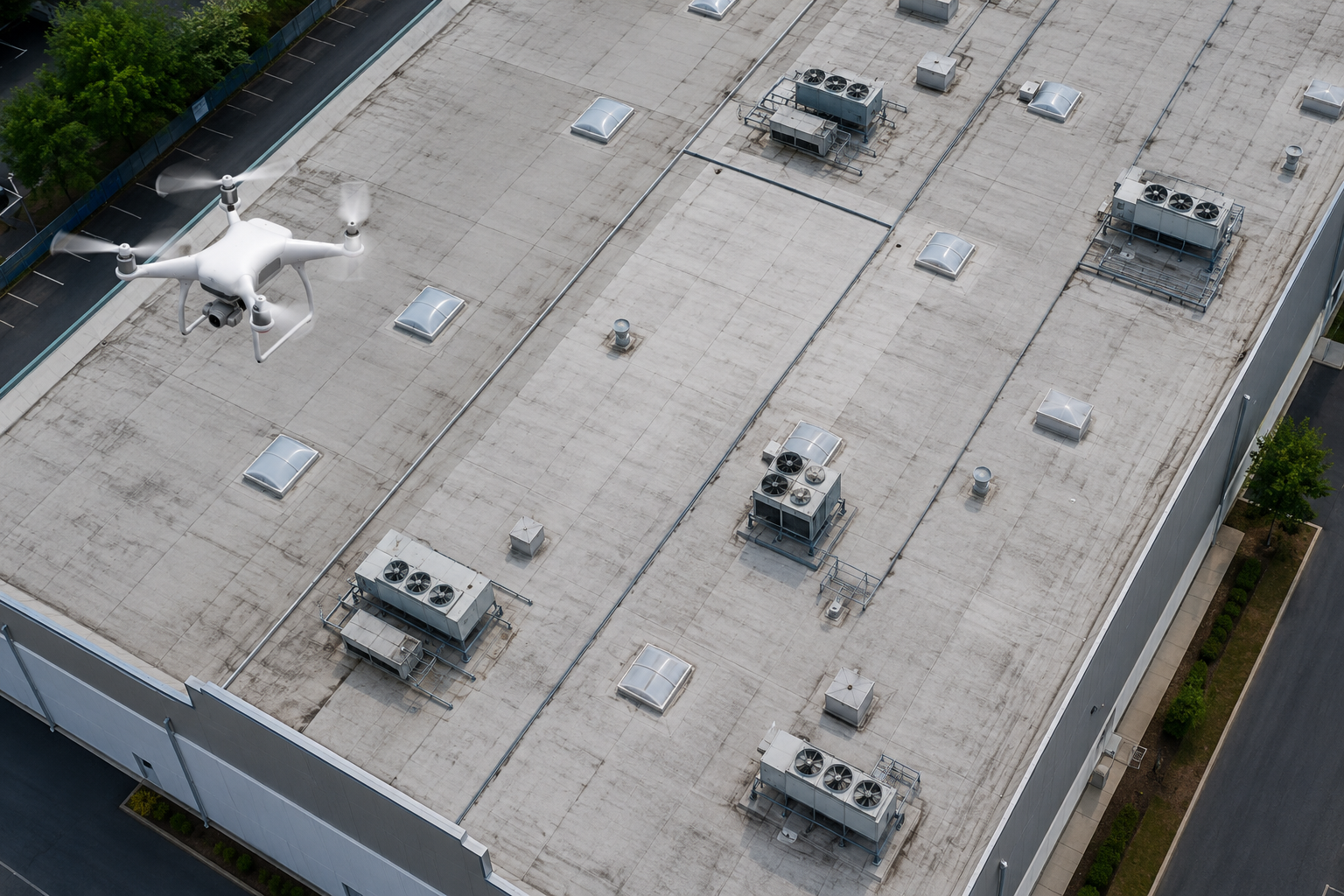 Ispezione tecnica di copertura con drone