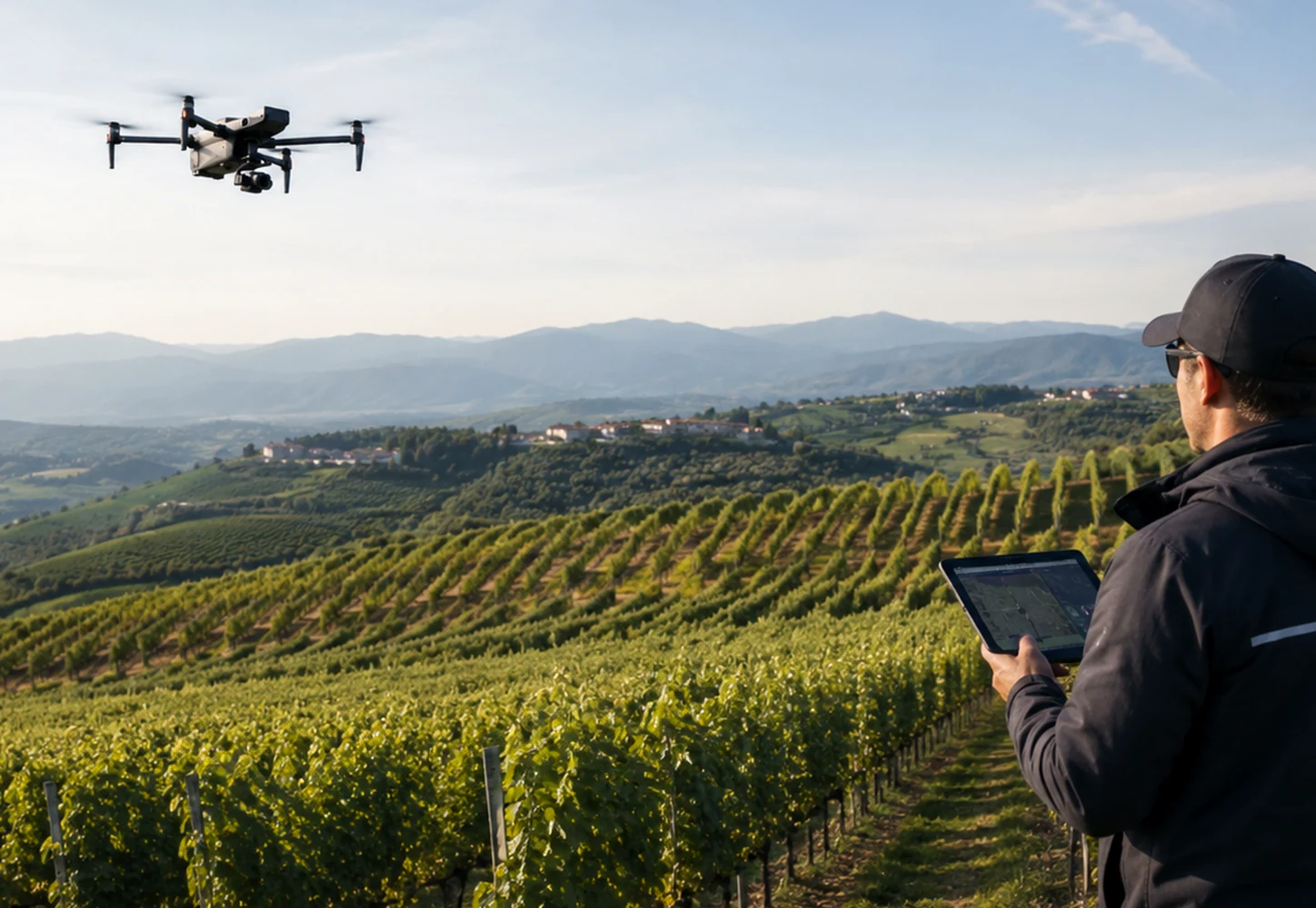 Agricoltura di precisione con drone su vigneto